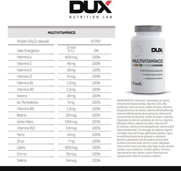 Multivitamínico Dux Nutrition - 90 cápsulas. - Image 3