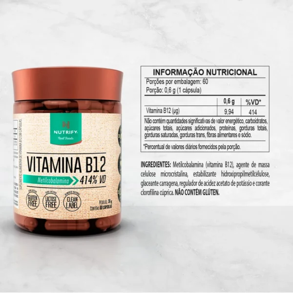 Vitamina B12 - 60 Cápsulas  Nutrify - Image 4