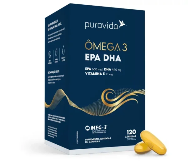 Ômega 3 EPA DHA - 120 cápsulas - Puravida